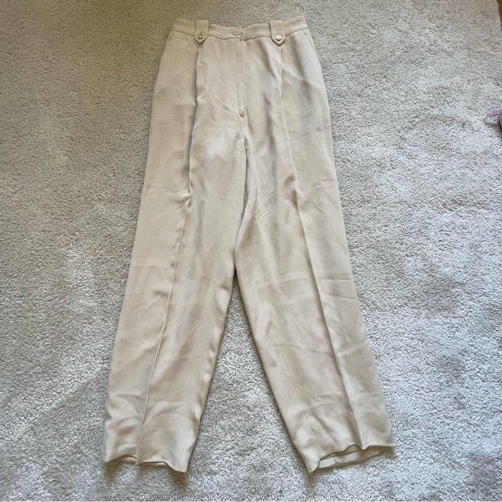 St. John by Griffith Gray off white silk high waist pants size 27